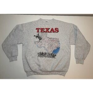 Vintage Men's State of Texas Crewneck Sweatshirt | Gray | Large